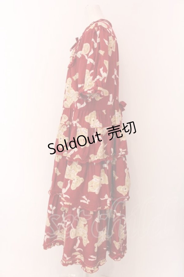 画像5: PINK HOUSE / リボンテディちゃんのティアードワンピース  アカ O-25-02-04-049-LO-OP-IG-OS (5)