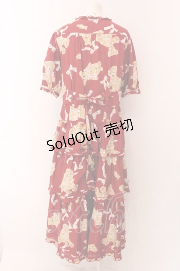 画像6: PINK HOUSE / リボンテディちゃんのティアードワンピース  アカ O-25-02-04-049-LO-OP-IG-OS (6)