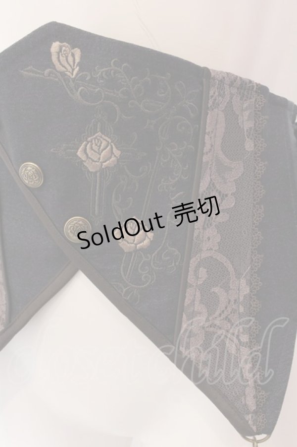 画像2: OZZ ANGELO / ローズ刺繍ナナメスナップボタンコルセット  ネイビー×ブラウン O-25-02-04-072-OO-ZA-IG-OS (2)