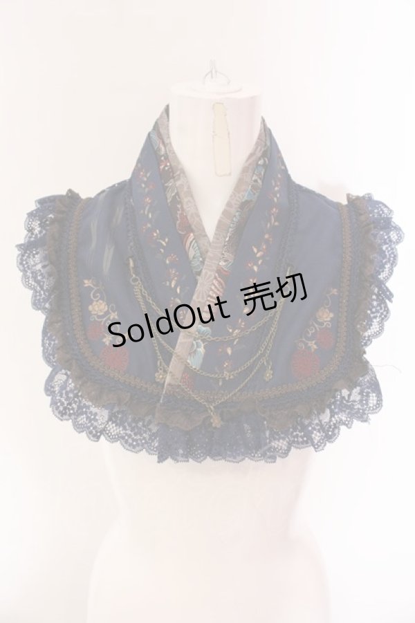 画像1: Ozz oneste / チャイナ風付け襟  ネイビー O-25-02-04-073-OO-ZA-IG-OS (1)