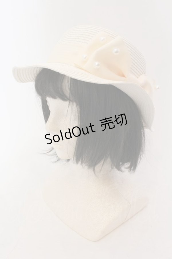 画像1: m petit by misako / TT*AMPLリボンカンカン帽 57.5ｃｍ アイボリー O-25-02-04-087-LO-AC-OW-OS (1)