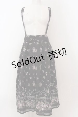 画像: axes femme / すみれ柄サス付スカート M クロ O-25-02-07-029-AX-SK-OW-ZY