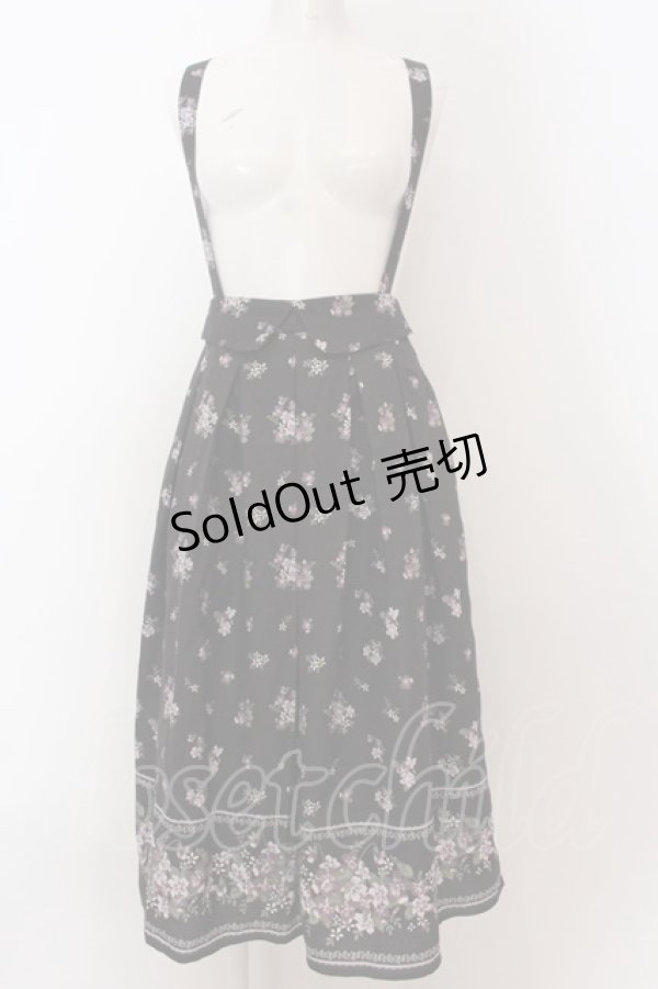 画像1: axes femme / すみれ柄サス付スカート M クロ O-25-02-07-029-AX-SK-OW-ZY (1)
