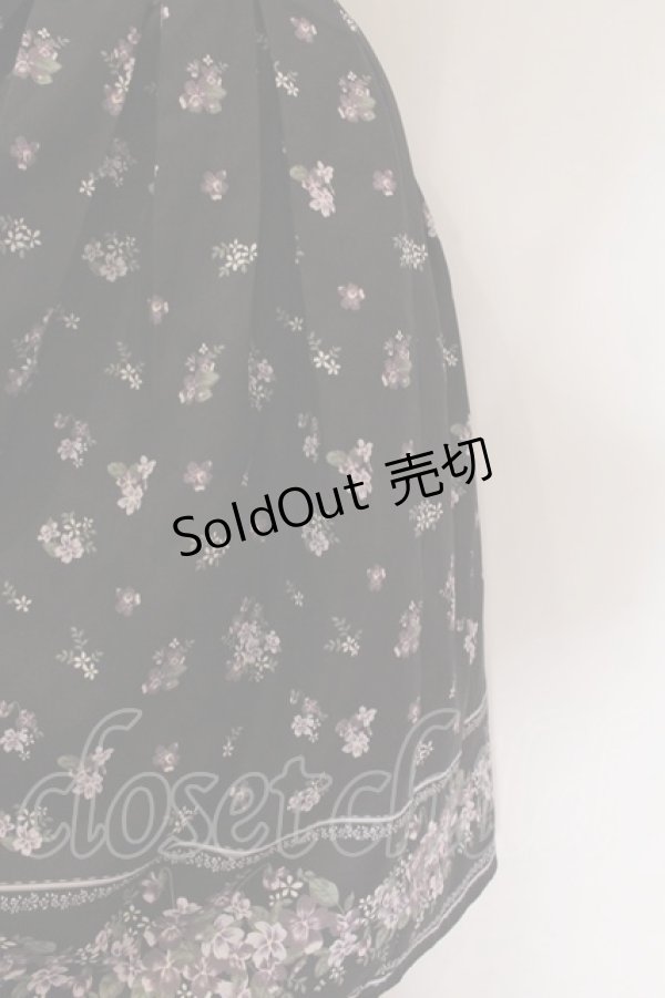 画像2: axes femme / すみれ柄サス付スカート M クロ O-25-02-07-029-AX-SK-OW-ZY (2)
