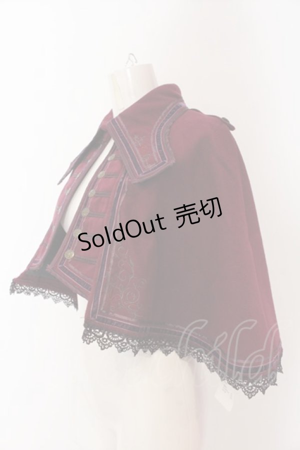 画像2: Ozz oneste / 薔薇刺繍ナポレオンケープ  ワイン O-25-02-07-035-OO-JA-OW-OS (2)