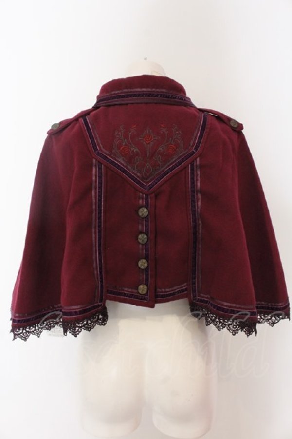 画像4: Ozz oneste / 薔薇刺繍ナポレオンケープ  ワイン O-25-02-07-035-OO-JA-OW-OS (4)