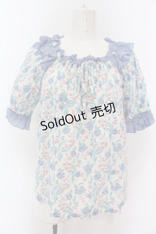 画像1: Jane Marple / Celiaとピンチェックのブラウス M ブルー系 O-25-02-07-040-JM-BL-OW-OS (1)