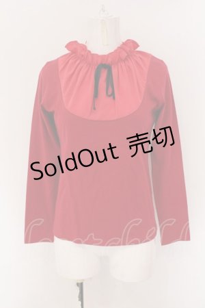 画像: MILK / ギャザーネックカットソー  アカ O-25-02-08-035-ML-TO-IG-OS