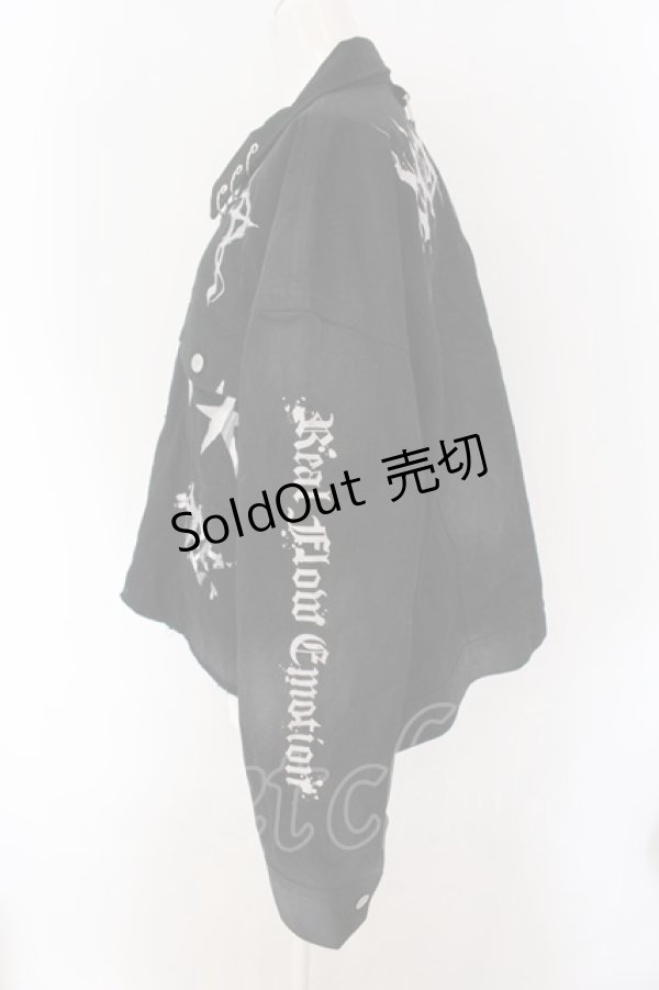 画像2: REFLEM / プリントクロップGジャン F ブラック O-25-02-08-061-PU-JA-OW-OS (2)