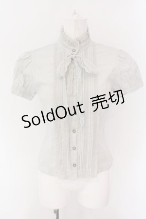 画像: Victorian maiden / レースリボン付スタンドカラーパフスリーブブラウス  グレー O-25-02-08-012-CL-BL-IG-OS