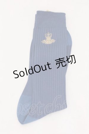 画像: Jane Marple / Angel embroideryクルーソックス  ブルー O-25-02-10-060-JM-ZA-IG-OS