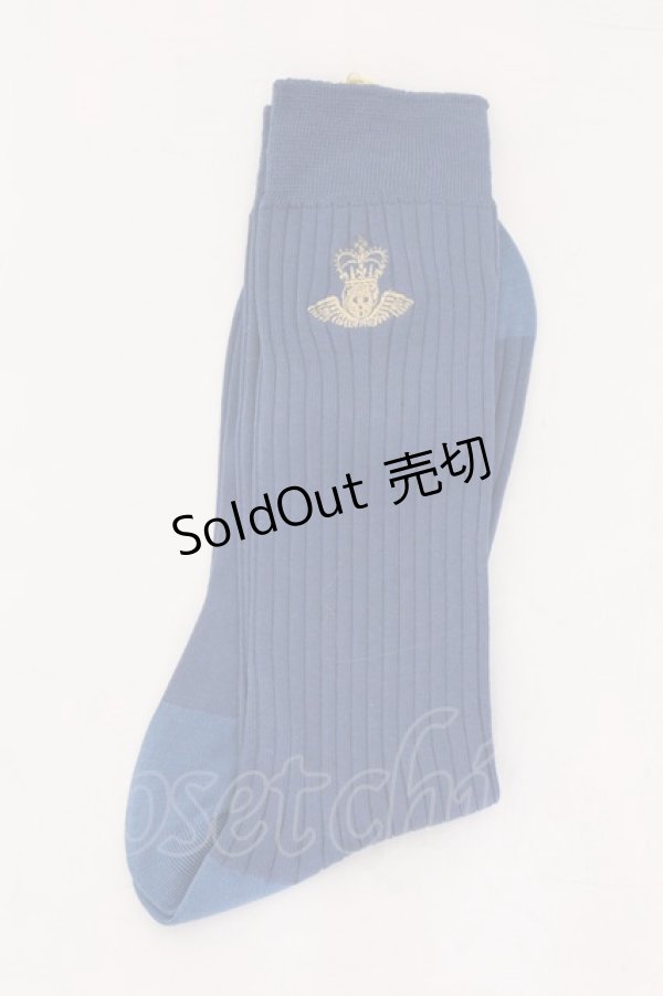画像1: Jane Marple / Angel embroideryクルーソックス  ブルー O-25-02-10-060-JM-ZA-IG-OS (1)