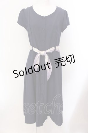 画像: an another angelus / スカーフ付き前開きワンピース  ネイビー O-25-02-10-022-CA-OP-IG-ZT203