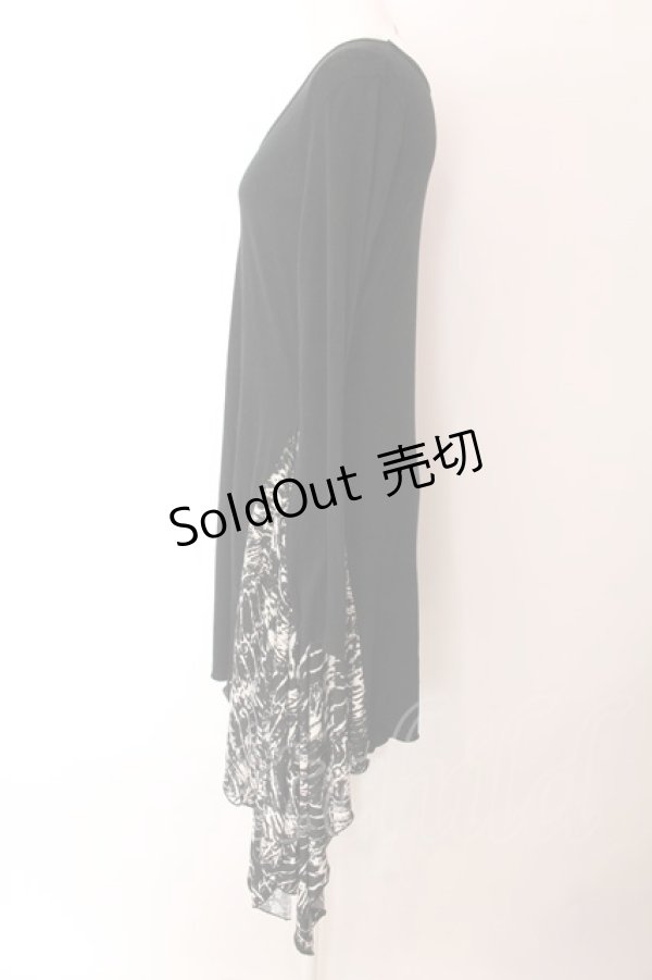 画像2: BPN / シンメトリーロングカットソー M ブラック O-25-02-11-059-GO-OP-IG-ZY (2)