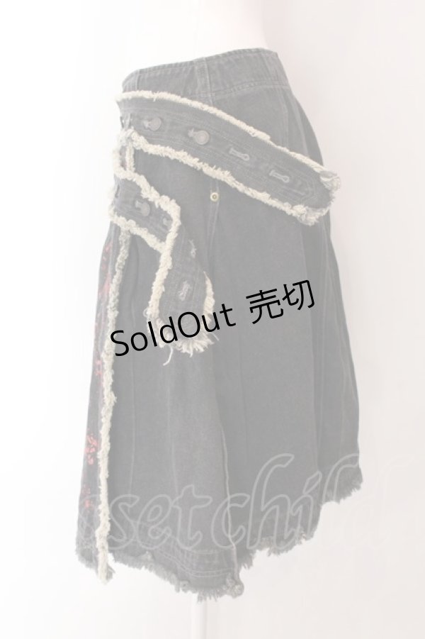 画像2: ALGONQUINS / ブラットペイントデニムラップスカート F グレー O-25-02-11-060-AL-SK-OW-OS (2)