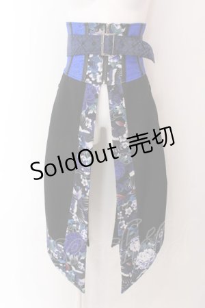 画像: Qutie Frash / 和柄ラップコルセット  ブラック×ブルー O-25-02-11-070-QU-SK-OW-OS