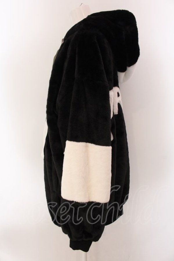 画像3: TRAVAS TOKYO / Drip Logo Faux Fur Hoodie F ブラックｘホワイト O-25-02-11-081-PU-CO-YM-ZT-C013 (3)