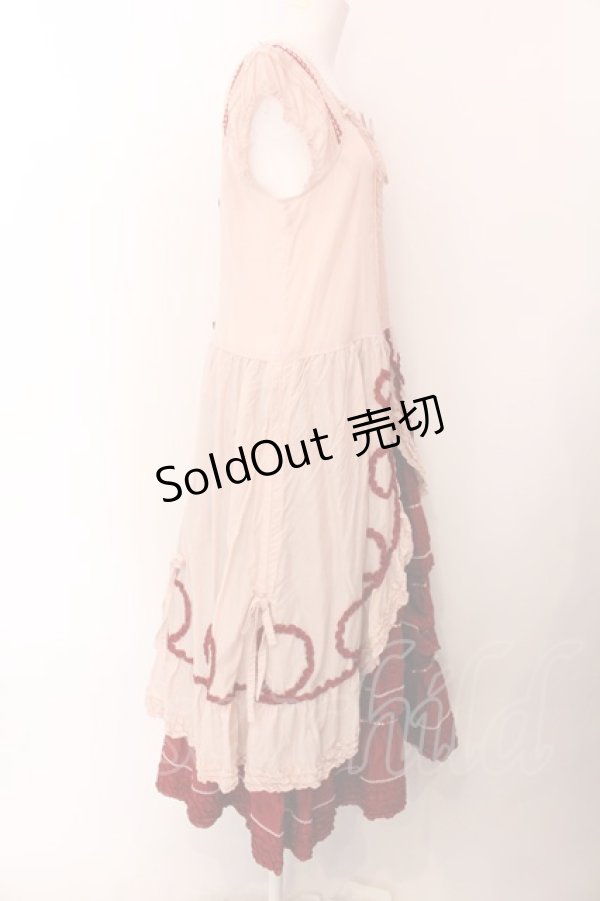 画像4: PINK HOUSE / 配色ローンノースリーブワンピース  ピンク×アカ O-25-02-15-060-LO-OP-IG-OS (4)