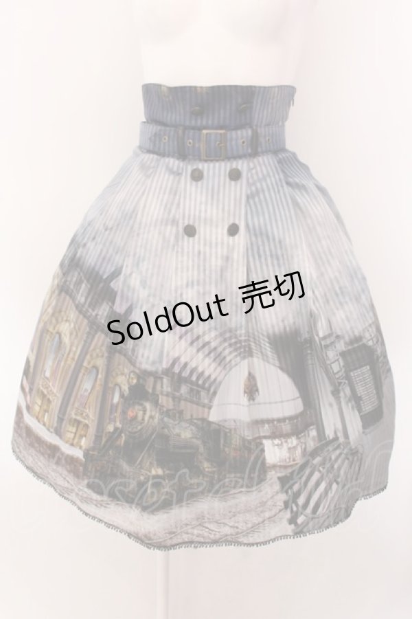 画像1: ALICE and the PIRATES / The Wizarding platform 蒸気機関と霧の街の幻 スカート  ブルー O-25-02-15-010-PA-SK-IG-OS (1)