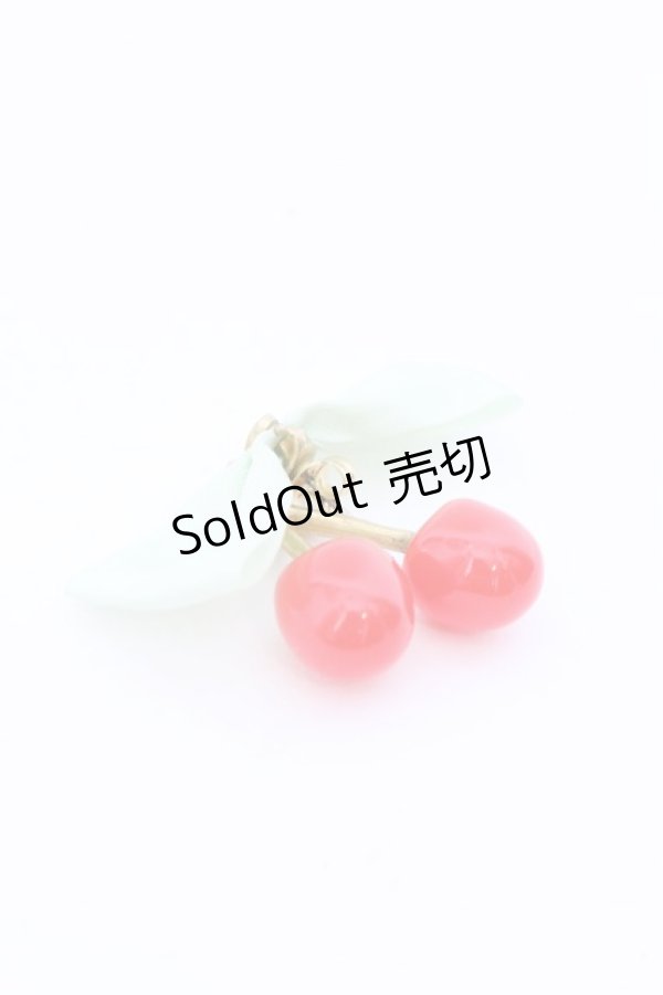 画像1: Q-pot. / チェリーシロップピアス  アカ×ゴールド×グリーン O-25-02-16-046-QP-AC-IG-OS (1)