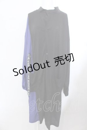 画像: KINGLYMASK / ロゴリボンバイカラーカットカーディガン F ブラック×パープル O-25-02-16-006-PU-TO-OW-ZY