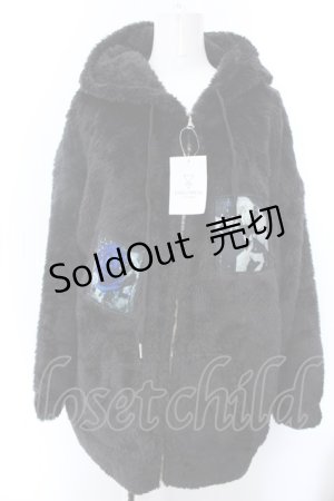 画像: KINGLYMASK / ワッペンファーZIPパーカー M ブラック O-25-02-16-008-PU-JA-OW-ZT-C035