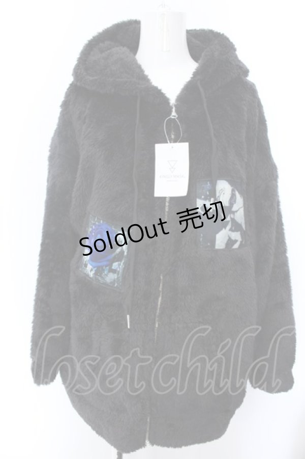 画像1: KINGLYMASK / ワッペンファーZIPパーカー M ブラック O-25-02-16-008-PU-JA-OW-ZT-C035 (1)