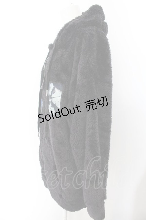 画像2: KINGLYMASK / ワッペンファーZIPパーカー M ブラック O-25-02-16-008-PU-JA-OW-ZT-C035 (2)