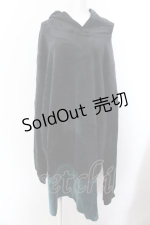 画像: KINGLYMASK / ベロア裾切替レイヤードロングパーカー  ブラック×グリーン O-25-02-16-009-PU-TO-OW-ZT