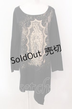 画像: ALGONQUINS / ブリーチ風プリントロングカットソー  ブラック O-25-02-18-1010-AL-TO-IG-OS