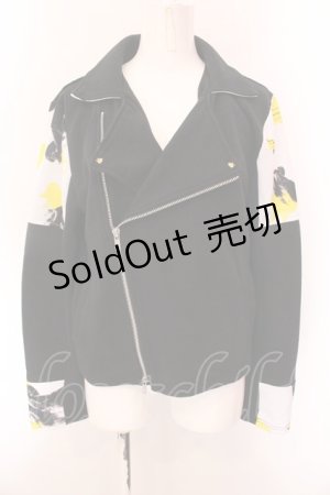 画像: MINT NeKO / 歌広場淳コラボ　ライダースジャケット  ブラック×ホワイト×イエロー O-25-02-18-059-HN-TO-IG-ZY