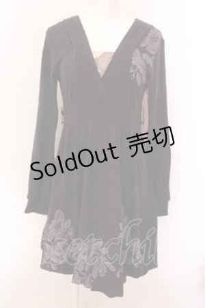 画像: gouk / 着物衿風ニットワンピース  パープル O-25-02-18-076-GO-OP-IG-OS