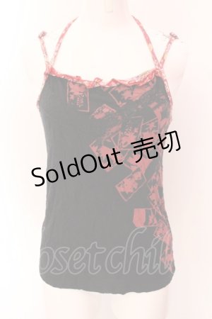 画像: gouk / 花札プリントホルターキャミソール  ブラック×レッド O-25-02-18-077-GO-TO-IG-OS