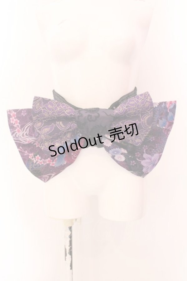 画像1: Qutie Frash / リボン帯コルセット  パープル×ブラック O-25-02-18-082-QU-ZA-IG-ZI (1)