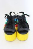 画像2: YOSUKE / 厚底サンダル 23cm イエロー×ブラック×マルチ O-25-02-18-092-PU-SH-IG-ZT346 (2)