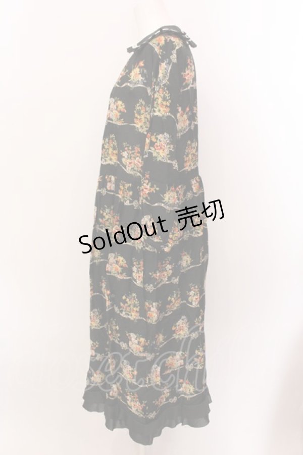 画像3: Jane Marple / Jubilee flowersサテンカラードレス M クロ O-25-02-19-026-JM-OP-YM-ZS (3)