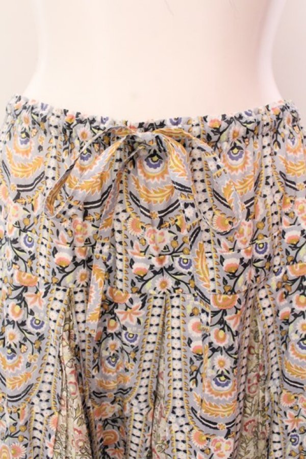 画像2: Jane Marple Dans Le Salon / Von trapp & Maria gored skirt M ブルー×キナリ O-25-02-19-036-JM-SK-OW-ZT232 (2)