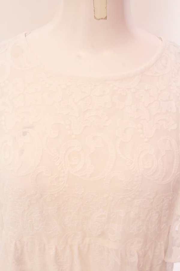画像2: Jane Marple Dans Le Salon / ラッフルスリーブワンピース M シロ O-25-02-19-005-JM-OP-IG-ZS (2)