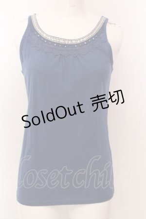 画像: axes femme / スパンコール配色タンクトップ M ブルー O-25-02-19-1057-AX-TO-IG-OS