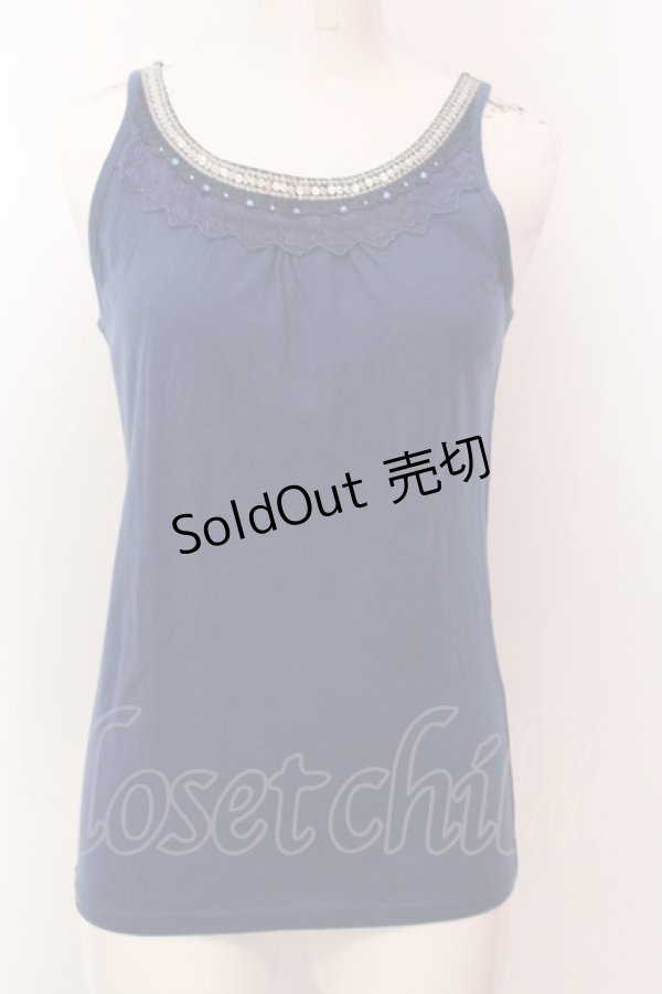 画像1: axes femme / スパンコール配色タンクトップ M ブルー O-25-02-19-1057-AX-TO-IG-OS (1)