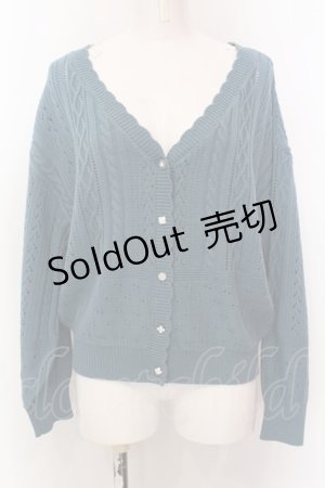 画像: axes femme / 透かし編みニットカーディガン F Bグリーン O-25-02-19-1058-AX-TO-IG-OS