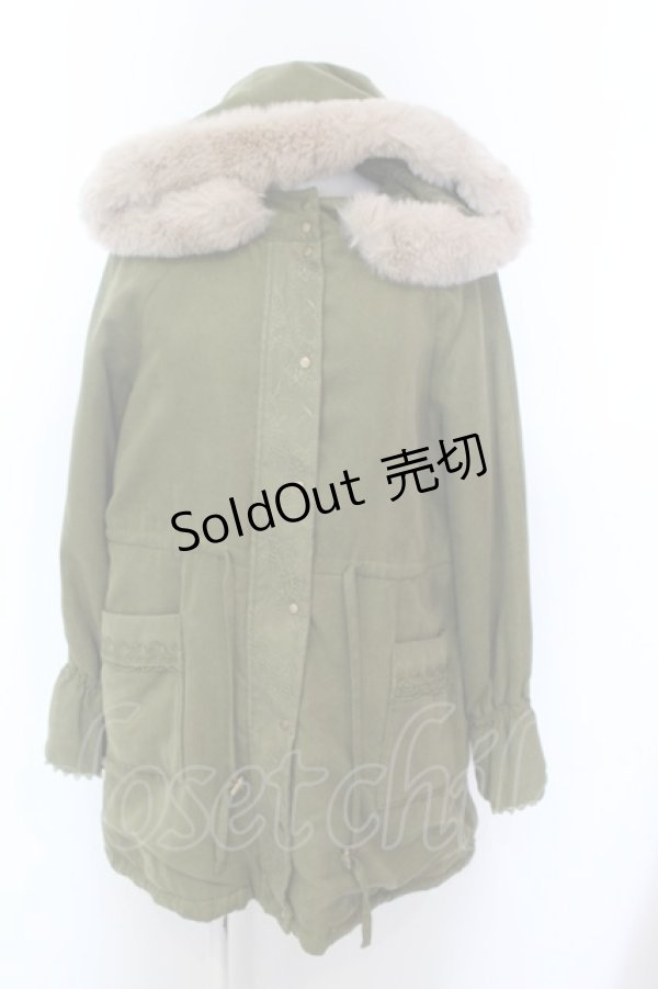 画像1: axes femme / フード付ミドル丈モッズコート M グリーン O-25-02-19-1076-AX-CO-OW-ZT-C040 (1)
