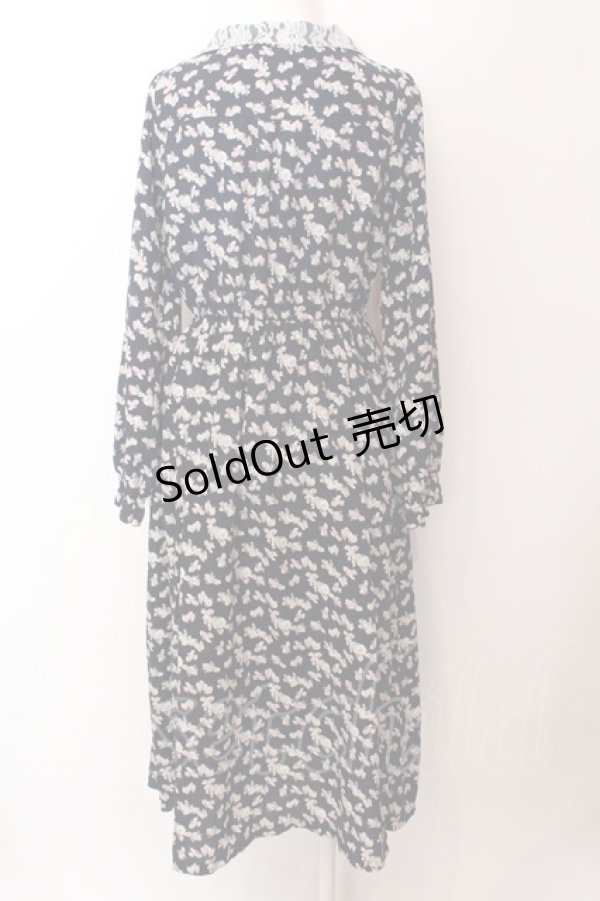 画像3: axes femme POETIQUE / レース開襟カラー花柄ワンピース  ネイビー O-25-02-19-1082-AX-OP-IG-OS (3)