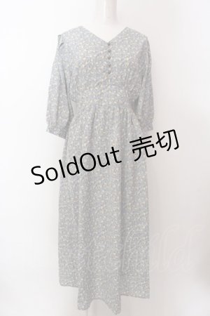 画像: axes femme / フラワープリントロングワンピース M サックス O-25-02-19-1100-AX-OP-IG-OS