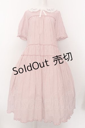 画像: PINK HOUSE / ローン襟付きストライプミディワンピース  アカ×シロ O-25-02-19-1011-LO-OP-IG-OS