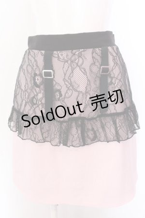 画像: DearMyLove / レースフリルガーター台形スカート L ピンク×クロ O-25-02-19-1108-EL-SK-OW-OS