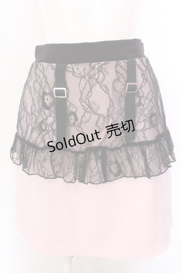 画像1: DearMyLove / レースフリルガーター台形スカート L ピンク×クロ O-25-02-19-1108-EL-SK-OW-OS (1)