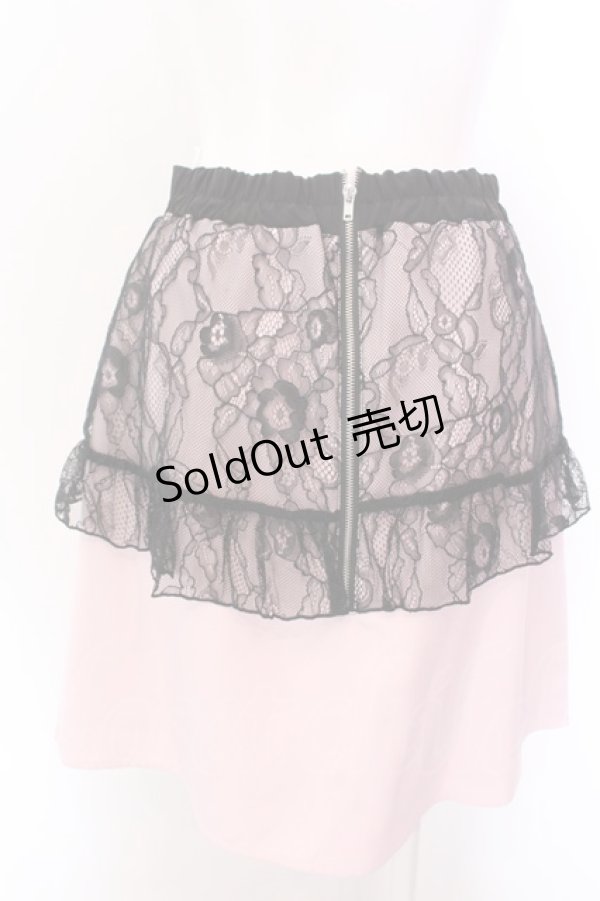 画像3: DearMyLove / レースフリルガーター台形スカート L ピンク×クロ O-25-02-19-1108-EL-SK-OW-OS (3)