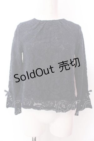画像: an another angelus / 総レースノーカラープルオーバーブラウス F ネイビー O-25-02-19-1119-CA-BL-OW-ZT052