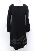 画像1: franche lippee black / ショルダーリボンウールワンピース M クロ O-25-02-19-1121-LO-OP-IG-ZT226 (1)
